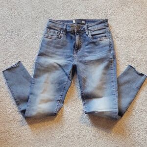 Kut from the Kloth Donna High Rise Ankle Skinny Jeans Raw Hem Sz 2 Mediums Wash